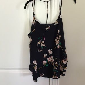 Navy floral top with t strap back